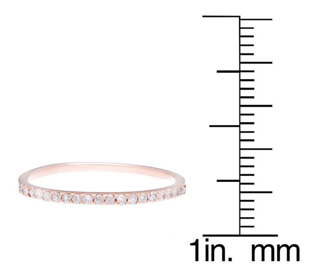 10k Rose Gold Thin Diamond Wedding Band (1/7 cttw, H-I Color, I1-I2 Clarity)