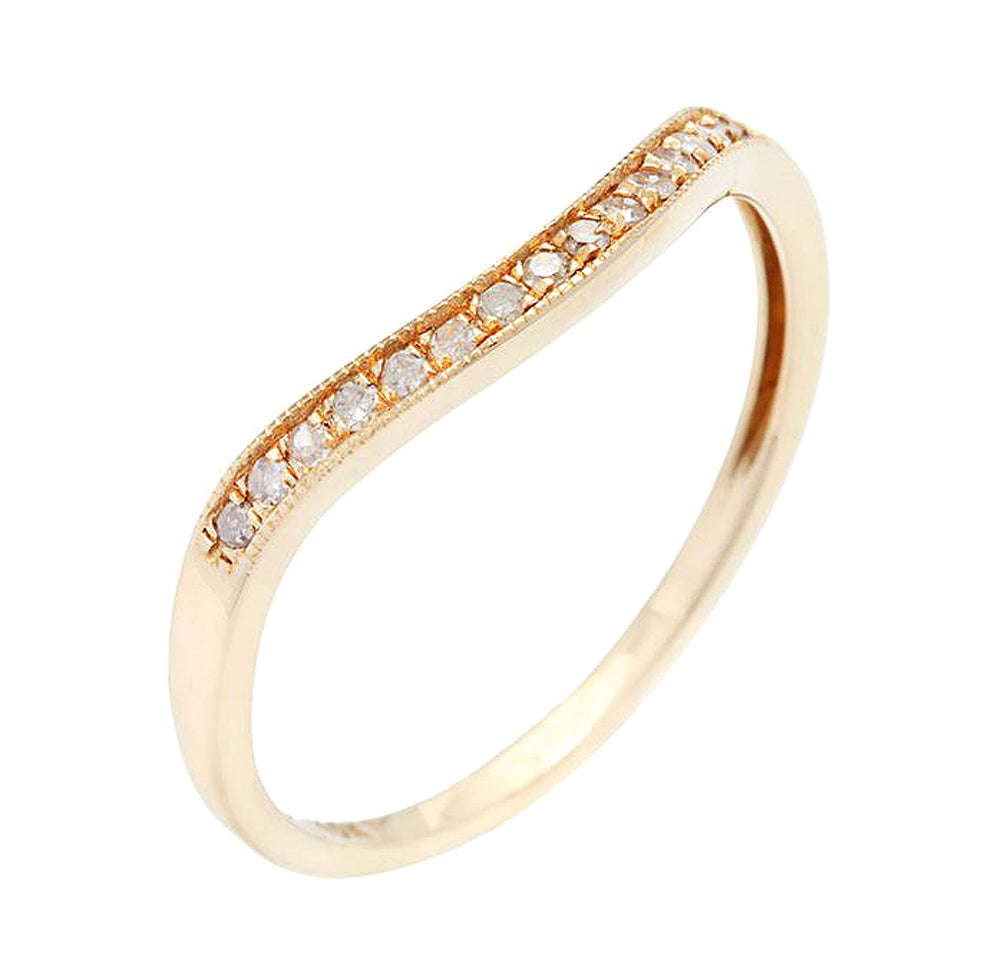 10k Yellow Gold Curved Diamond Wedding Band Guard (1/8 cttw, H-I Color, I1-I2 Clarity)