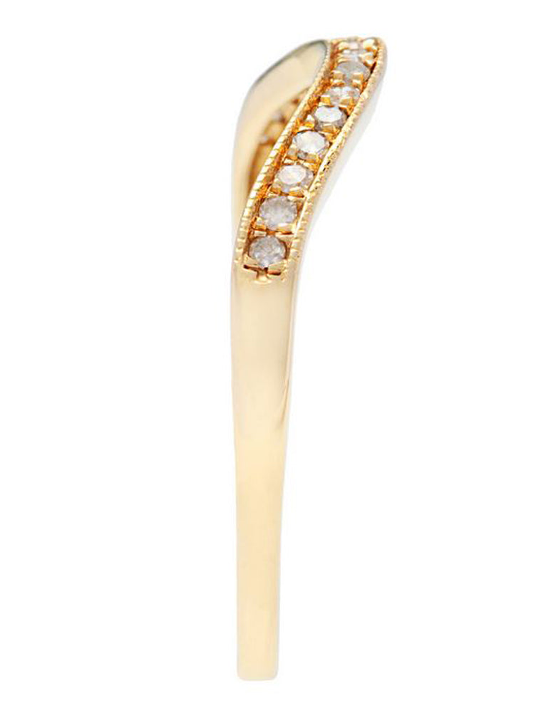 10k Yellow Gold Curved Diamond Wedding Band Guard (1/8 cttw, H-I Color, I1-I2 Clarity)