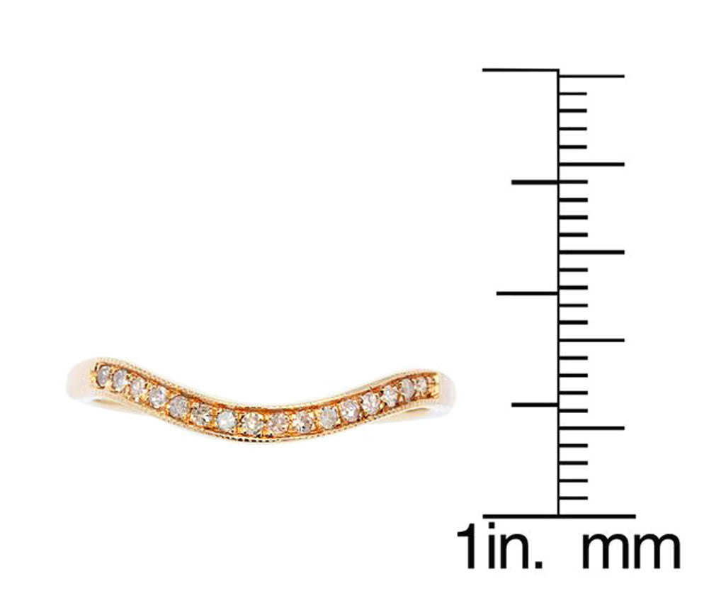 10k Yellow Gold Curved Diamond Wedding Band Guard (1/8 cttw, H-I Color, I1-I2 Clarity)