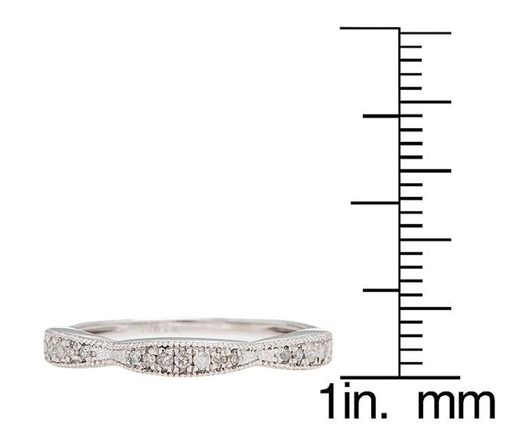 10k White Gold Contoured Diamond Wedding Band (1/7 cttw, H-I Color,I1-I2 Clarity)