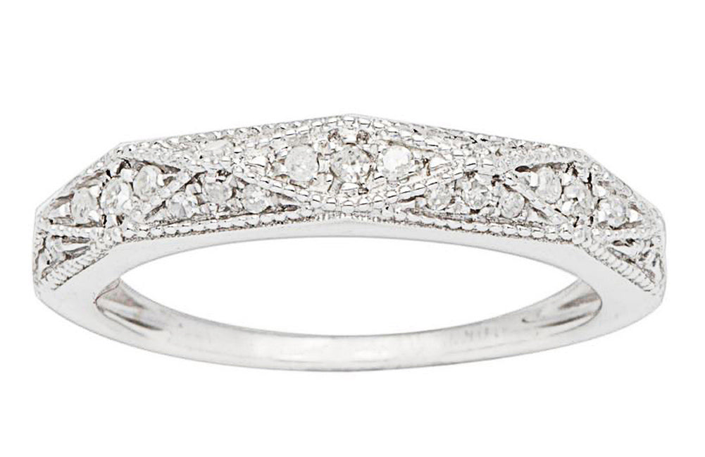 10k White Gold Milgrain Diamond Wedding Band (1/5 cttw, H-I, I1-I2)