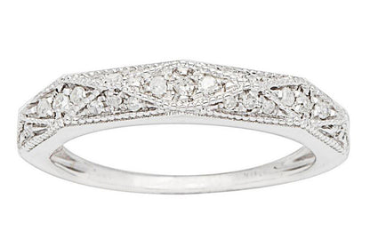 10k White Gold Milgrain Diamond Wedding Band (1/5 cttw, H-I, I1-I2)