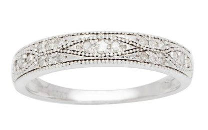 10k White Gold Milgrain Diamond Wedding Anniversary Band (1/5 cttw, H-I, I1-I2)