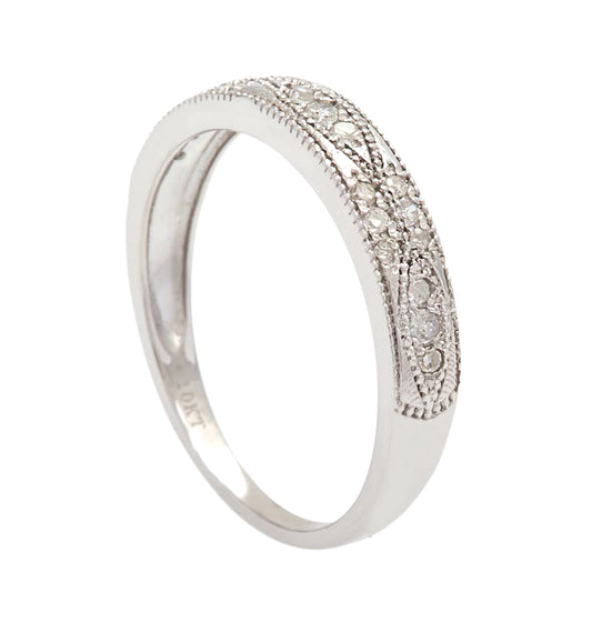 10k White Gold Milgrain Diamond Wedding Anniversary Band (1/5 cttw, H-I, I1-I2)