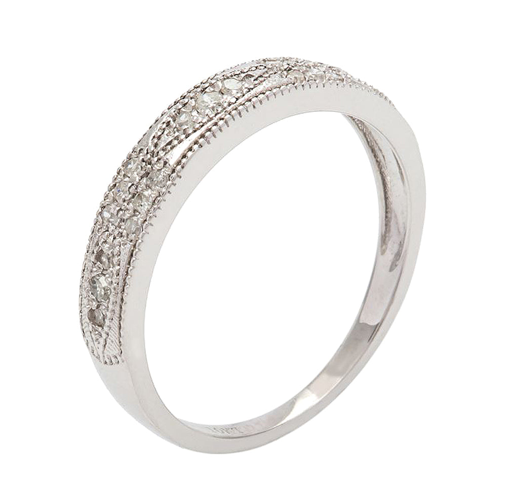 10k White Gold Milgrain Diamond Wedding Anniversary Band (1/5 cttw, H-I, I1-I2)