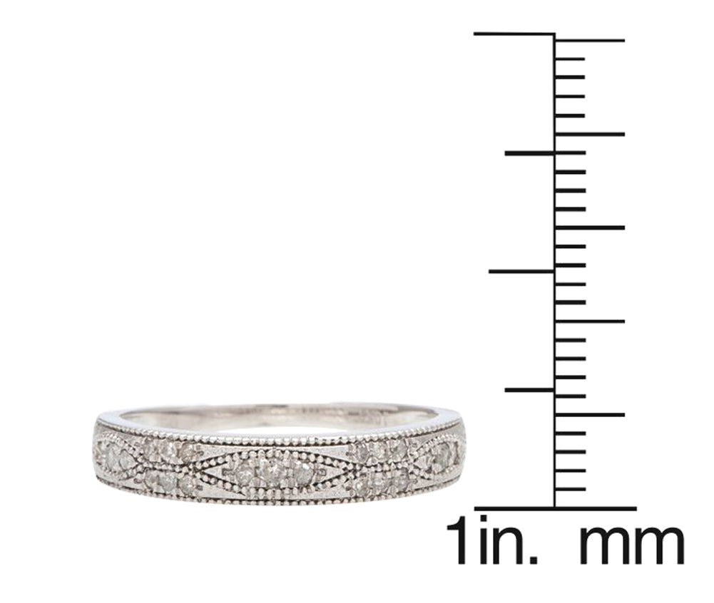 10k White Gold Milgrain Diamond Wedding Anniversary Band (1/5 cttw, H-I, I1-I2)