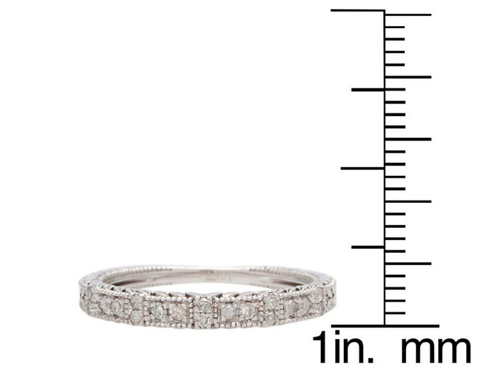 10k White Gold Vintage-Style Engraved Diamond Wedding Band (1/5 cttw, H-I, I1-I2)