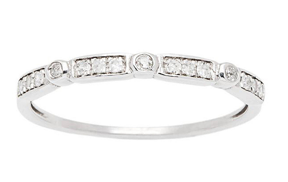 10k White Gold Diamond Stackable Wedding Band (1/8 cttw, H-I Color, I1-I2 Clarity)