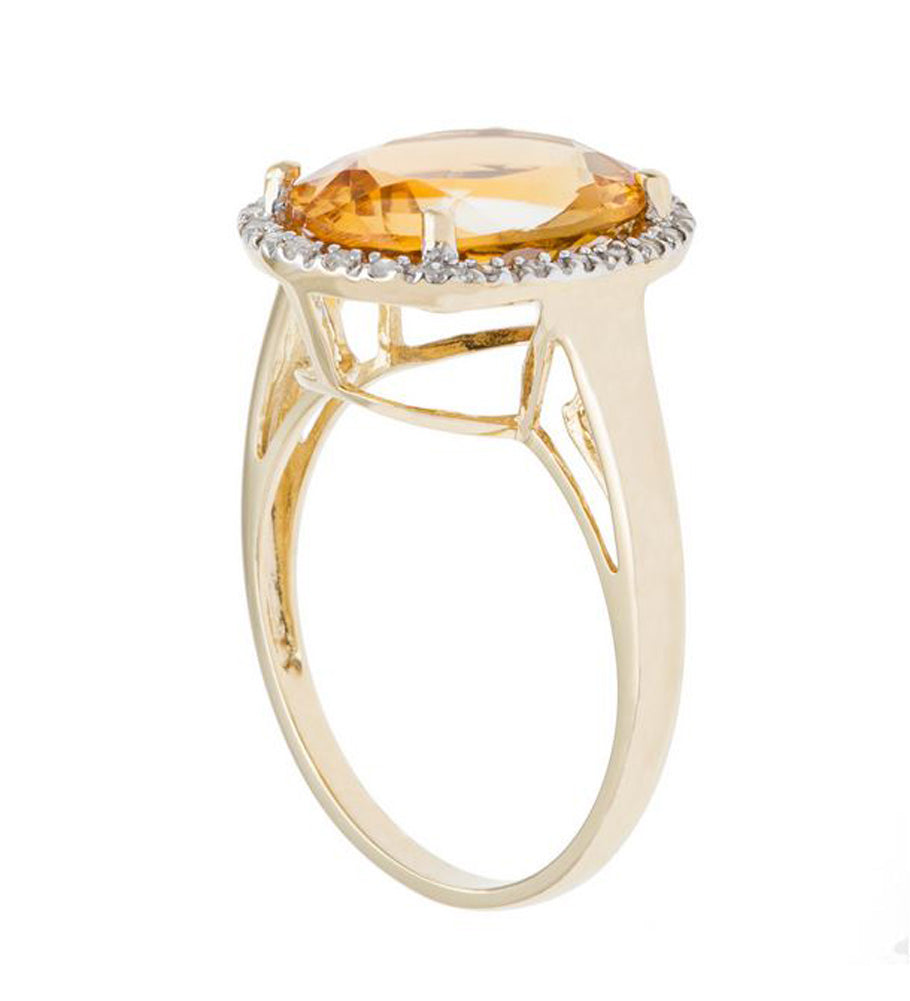 10k Yellow Gold 3.80ct Oval Citrine and Diamond Halo Ring