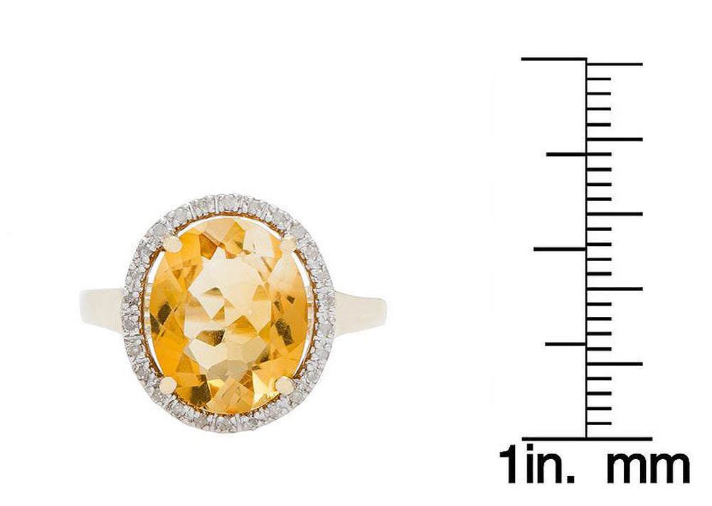 10k Yellow Gold 3.80ct Oval Citrine and Diamond Halo Ring