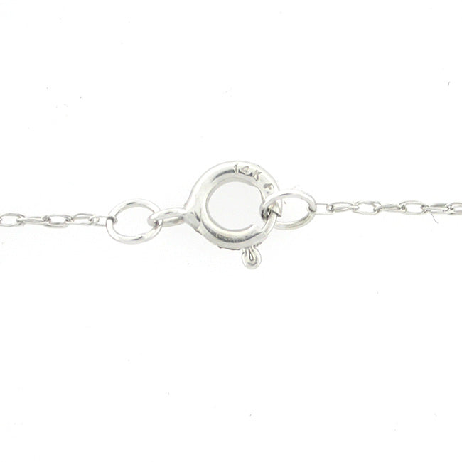 10k White Gold Oval Citrine and Diamond Halo Pendant Necklace